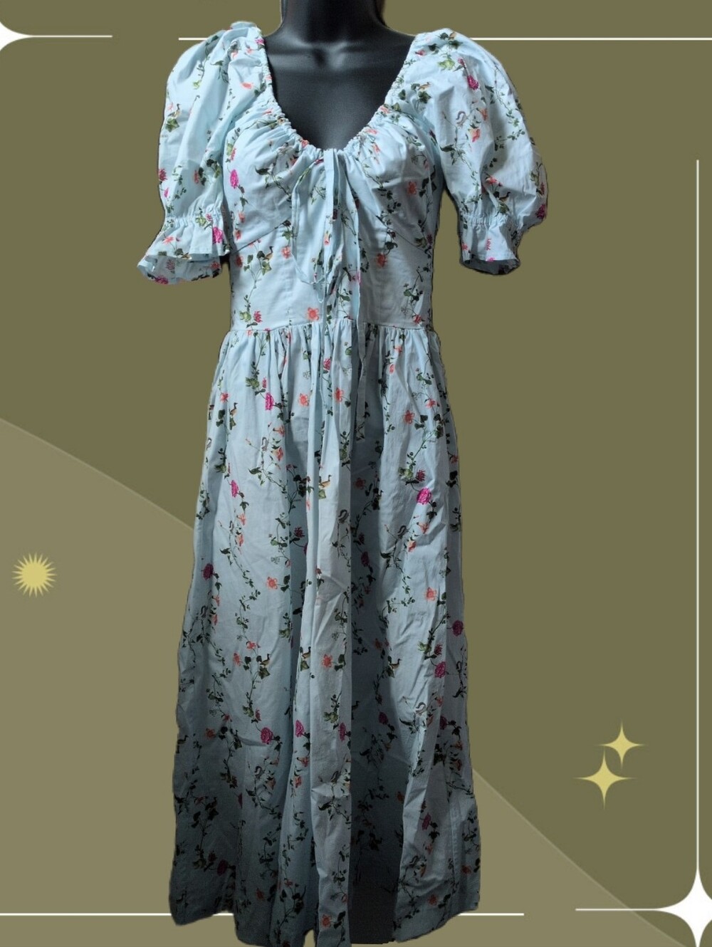 ✨ Hill House Ophelia Short Sleeve Nap Dress In Pond Floral Size XS